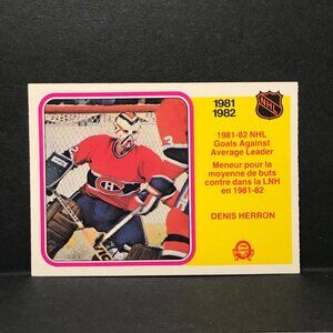 1982-83 OPC Hockey Denis Herron #239 Goal Against Avg Leaders Canadiens